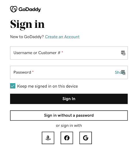 GoDaddy-Sign-in