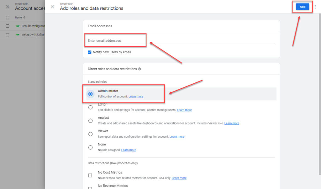 Google Analytics Add Email